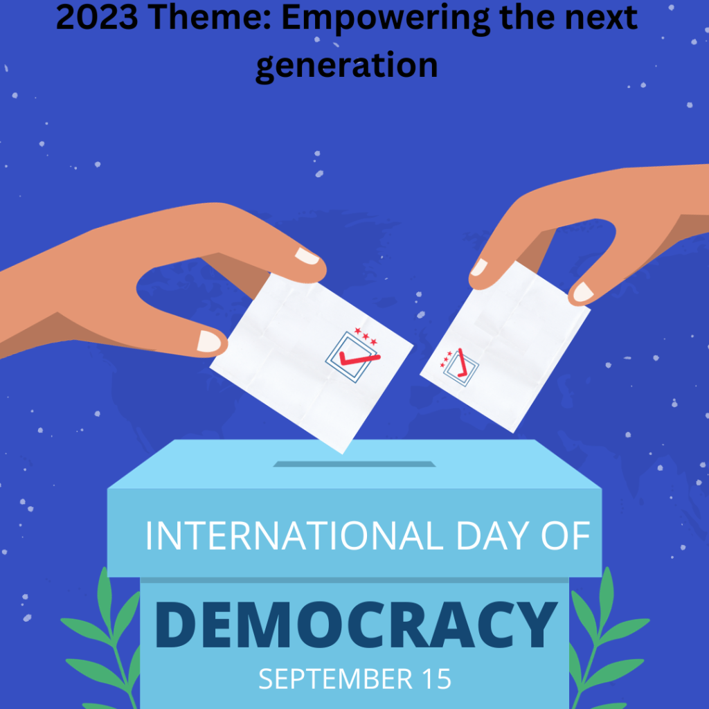Blue International Day of Democracy Instagram Post - fundsforNGOs