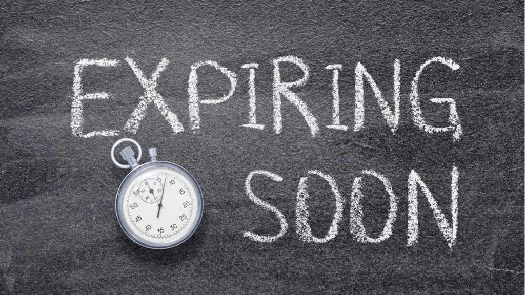 education and sports for children - fundsforNGOs Chalkboard with 'EXPIRING SOON' written in chalk beside a stopwatch.